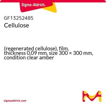 Cellulose (regenerated cellulose), film, thickness 0.09&#160;mm, size 300 × 300&#160;mm, condition clear amber