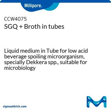 SGQ + Broth in tubes Liquid medium in Tube for low acid beverage spoiling microorganism, specially Dekkera spp., suitable for microbiology