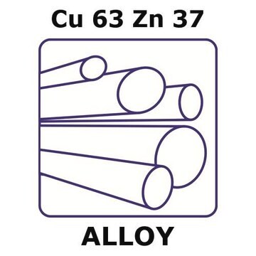 Brass alloy, Cu63Zn37 500mm rod, 5.0mm diameter, as drawn