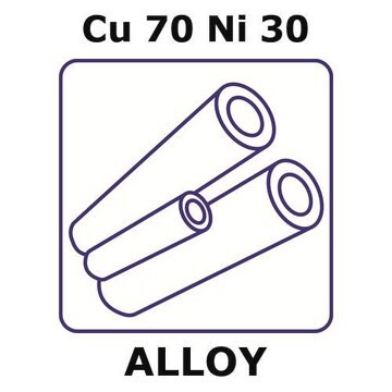 Copper-nickel alloy, Cu70Ni30 500mm tube, 1.5mm outside diameter, 0.18mm wall thickness, 1.14mm inside diameter