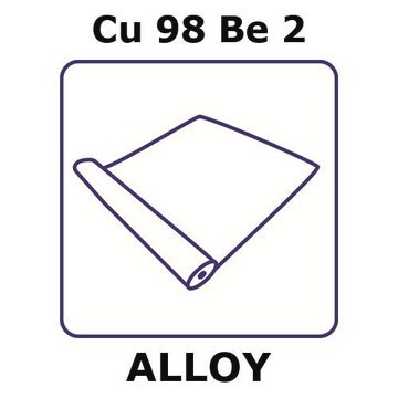 Copper-beryllium alloy, Cu98Be2 foil, 0.2m coil, 0.025mm thickness, as rolled