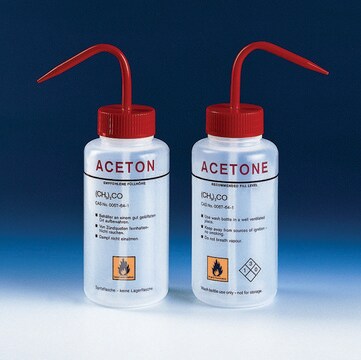 BRAND&#174; wash bottle, wide-mouth, labelled, LDPE capacity 250&#160;mL, label, Distilled water, with venting valve (metal ball)