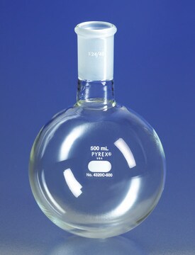 Pyrex&#174; round-bottom heavy wall boiling flask, short neck with joint capacity 1&#160;L, joint: ST/NS 24/40