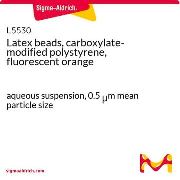 Latex beads, carboxylate-modified polystyrene, fluorescent orange aqueous suspension, 0.5&#160;&#956;m mean particle size