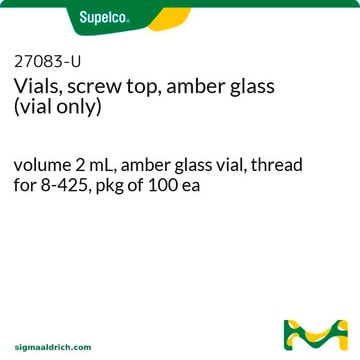 バイアル、スクリュートップ、褐色ガラス(キャップは付属しません) volume 2&#160;mL, amber glass vial, thread for 8-425, pkg of 100&#160;ea