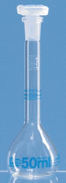 BRAND&#174; volumetric flasks with 3 marks capacity 50&#160;mL, joint: 12/21, polypropylene stopper