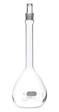 Pyrex&#174; volumetric flask, class A with Pyrex&#174; ST stopper capacity 500&#160;mL