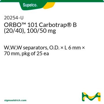 ORBO&#8482; 101 Carbotrap&#174; B (20/40), 100/50 mg W,W,W separators, O.D. × L 6&#160;mm × 70&#160;mm, pkg of 25&#160;ea