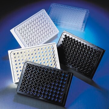 Corning&#174;&nbsp;96 Well Solid Polystyrene Microplate flat bottom, black polystyrene, Tissue Culture (TC)-treated surface, bag of 20, sterile, lid