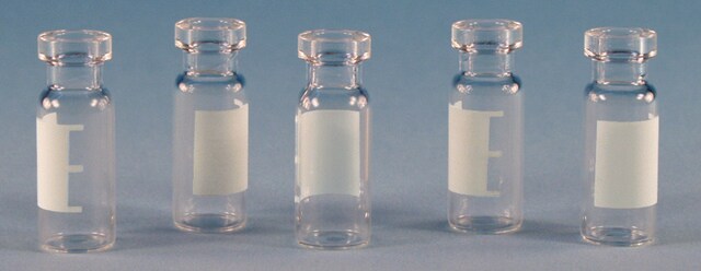 Certified crimp top vials, 12 x 32 mm volume 2&#160;mL, clear glass vial (with graduated marking spot), pkg of 100&#160;ea