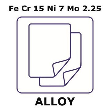 Stainless Steel - 15-7PH alloy, FeCr15Ni7Mo2.25 foil, 300 x 300mm, 0.05mm thickness, annealed, precipitation hardenable, light tight (lt)