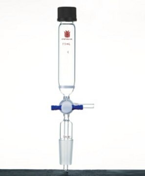 Synthware&#8482; peptide synthesis vessel with fritted disc, T-bore PTFE stopcock and vacuum take-off 25 mL, joint: ST/NS 24/40, porosity: medium, GL 25