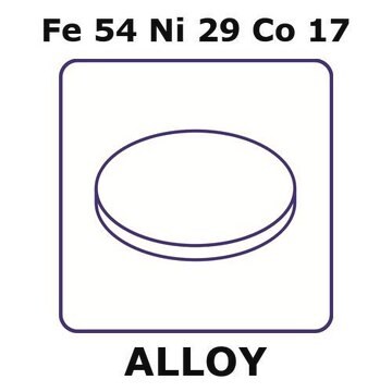 Glass Sealing Alloy, Fe54Ni29Co17 foil, 10mm disks, 0.5mm thickness, annealed