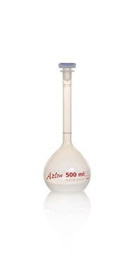 Azlon Clear PMP Volumetric Flask with PPE Stopper class A, tolerance, capacity 500&#160;mL , with +/-5mL tolerance