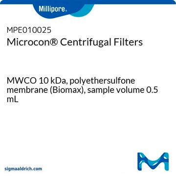 Microcon&#174; Centrifugal Filters MWCO 10&#160;kDa, polyethersulfone membrane (Biomax), sample volume 0.5 mL