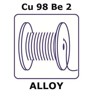 Copper-beryllium alloy, Cu98Be2 50m wire, 0.05mm diameter, hard