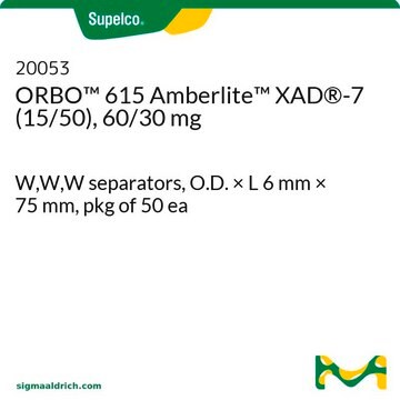 ORBO&#8482; 615 Amberlite&#8482; XAD&#174;-7 (15/50), 60/30 mg W,W,W separators, O.D. × L 6&#160;mm × 75&#160;mm, pkg of 50&#160;ea