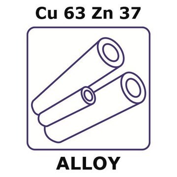 Brass alloy, Cu63Zn37 200mm tube, 1.5mm outside diameter, 0.25mm wall thickness, 1mm inside diameter, as drawn