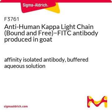 Anti-Human Kappa Light Chain (Bound and Free)&#8722;FITC antibody produced in goat affinity isolated antibody, buffered aqueous solution