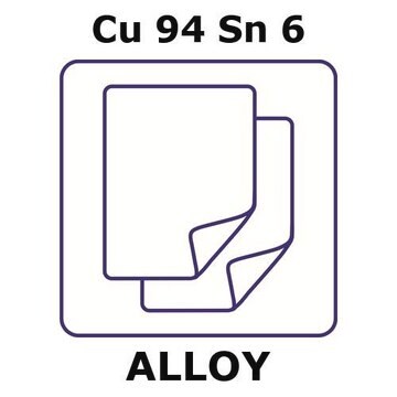 Phosphor bronze alloy, Cu94Sn6 foil, 100 x 100mm, 0.02mm thickness, as rolled, light tight (lt)