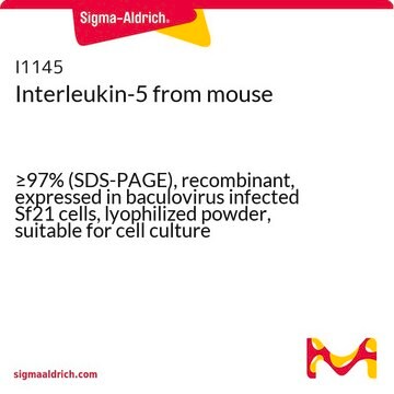 Interleukin-5 from mouse &#8805;97% (SDS-PAGE), recombinant, expressed in baculovirus infected Sf21 cells, lyophilized powder, suitable for cell culture