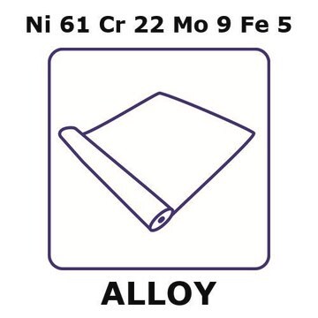 Inconel&#174; 625 - corrosion resistant alloy, Ni61Cr22Mo9Fe5 foil, 1m coil, 0.10mm thickness, annealed