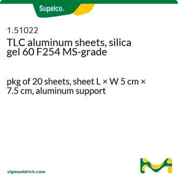 TLC aluminum sheets, silica gel 60 F254 MS-grade pkg of 20&#160;sheets, sheet L × W 5&#160;cm × 7.5&#160;cm, aluminum support