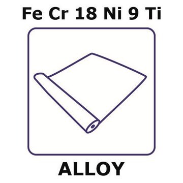 Stainless Steel - AISI 321 alloy, FeCr18Ni9Ti foil, 1m coil, 0.015mm thickness, as rolled