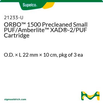 ORBO&#8482; 1500 Precleaned Small PUF/Amberlite&#8482; XAD&#174;-2/PUF Cartridge O.D. × L 22&#160;mm × 10&#160;cm, pkg of 3&#160;ea