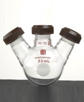 Synthware&#8482; three-neck round bottom flask 25 mL, joint: ST/NS 14/10