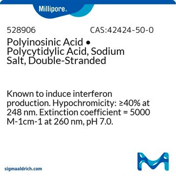 Polyinosinic Acid &#8226; Polycytidylic Acid, Sodium Salt, Double-Stranded Known to induce interferon production. Hypochromicity: &#8805;40% at 248 nm. Extinction coefficient = 5000 M-1cm-1 at 260 nm, pH 7.0.