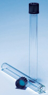 Pyrex&#174; glass culture tubes O.D. × L 16&#160;mm × 100&#160;mm, wall thickness 1.8&#160;mm, thread size 15&#160;mm , cap