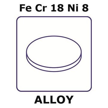 Stainless Steel - AISI 302 alloy, FeCr18Ni8 foil, 4mm disks, 0.1mm thickness, hard