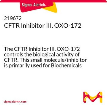 CFTR Inhibitor III, OXO-172 The CFTR Inhibitor III, OXO-172 controls the biological activity of CFTR. This small molecule/inhibitor is primarily used for Biochemicals applications.