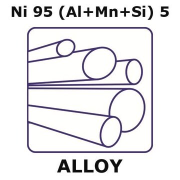 T2 - thermocouple alloy, Ni95(Al+Mn+Si)5 rod, 100mm x 9mm diameter, as drawn