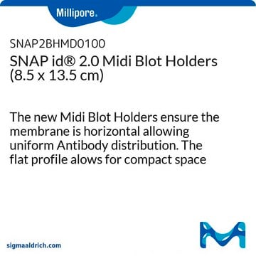 SNAP id&#174; 2.0 Midi Blot Holders (8.5 x 13.5 cm) The new Midi Blot Holders ensure the membrane is horizontal allowing uniform Antibody distribution. The flat profile alows for compact space allocation for storage, shipping &amp; waste management.