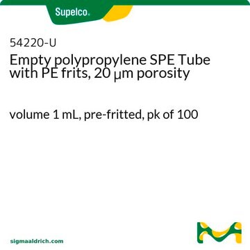 Empty polypropylene SPE Tube with PE frits, 20 &#956;m porosity volume 1&#160;mL, pre-fritted, pk of 100