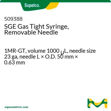 SGE Gas Tight Syringe, Removable Needle 1MR-GT, volume 1000&#160;&#956;L, needle size 23 ga, needle L × O.D. 50&#160;mm × 0.63&#160;mm