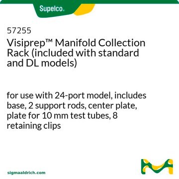 Visiprep&#8482; Manifold Collection Rack (included with standard and DL models) for use with 24-port model, includes base, 2 support rods, center plate, plate for 10 mm test tubes, 8 retaining clips