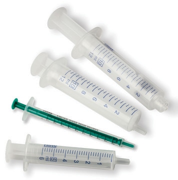 Syringe PP/PE without needle luer slip tip, eccentric, capacity 20&#160;mL, graduated, 1&#160;mL, non-sterile