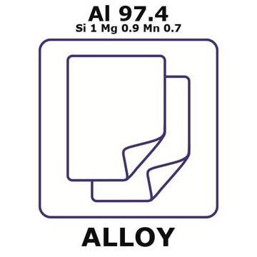 Aluminum alloy 6082, Al97.4Si1Mg0.9Mn0.7 foil, thickness 1.0&#160;mm, Al97.4%/Si 1%/Mg 0.9%/Mn 0.7%, size 300 × 300&#160;mm, temper t6