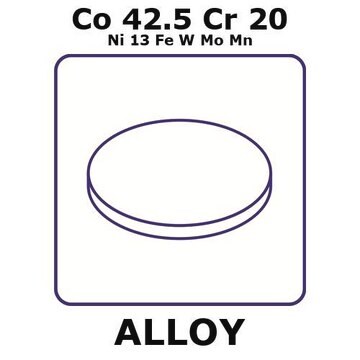 Havar&#174; - high-strength non-magnetic alloy, Co42.5Cr20Ni13FeWMoMn foil, 25mm disks, 0.035mm thickness, as rolled