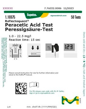 Peracetic Acid Test reflectometric, 1.0-22.5&#160;mg/L (peracetic acid), for use with REFLECTOQUANT&#174;