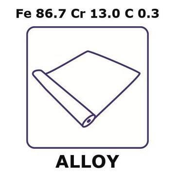 Stainless Steel - AISI 420 alloy, Fe86.7Cr13.0C0.3 foil, 5m coil, 0.075mm thickness, annealed