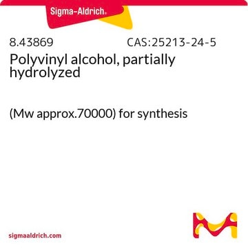 Polyvinyl alcohol, partially hydrolyzed (Mw approx.70000) for synthesis