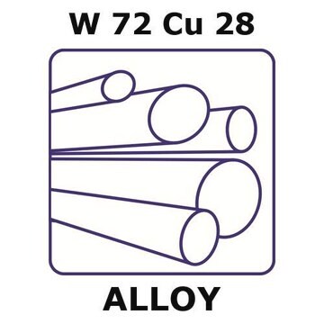 Tungsten-copper alloy, W72Cu28 100mm rod, 3.5mm diameter