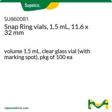 Snap Ring vials, 1.5 mL, 11.6 x 32 mm volume 1.5&#160;mL, clear glass vial (with marking spot), pkg of 100&#160;ea