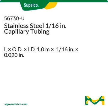 Stainless Steel 1/16 in. Capillary Tubing L × O.D. × I.D. 1.0&#160;m × 1/16&#160;in. × 0.020&#160;in.