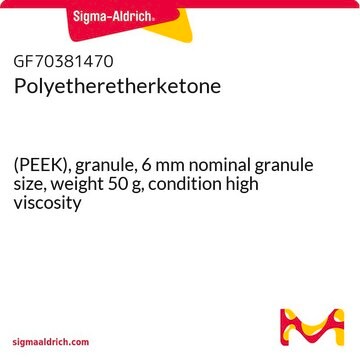 Polyetheretherketone (PEEK), granule, 6&#160;mm nominal granule size, weight 50&#160;g, condition high viscosity