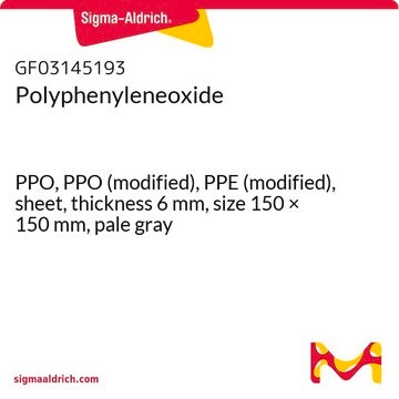 Polyphenyleneoxide PPO, PPO (modified), PPE (modified), sheet, thickness 6&#160;mm, size 150 × 150&#160;mm, pale gray